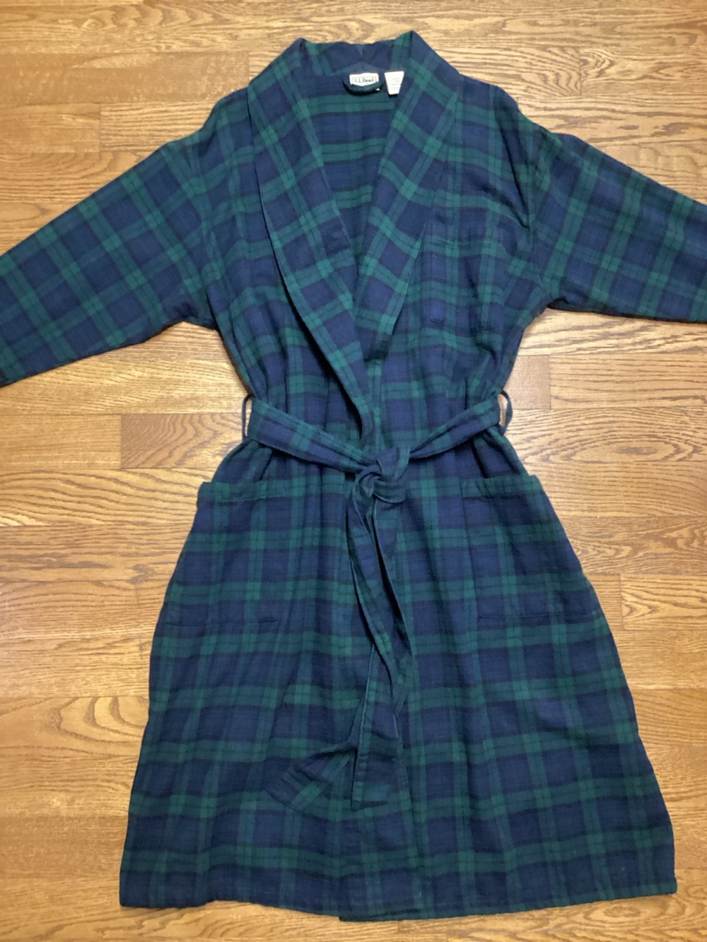 L.L. Bean tartan plaid men’s cotton robe size Large - Picture 9 of 9